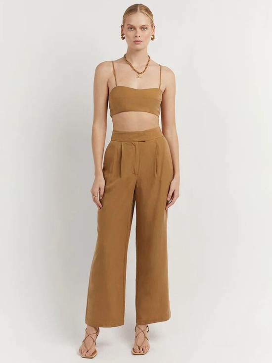 DISSH Pants - DISSH Karla linen blend trousers in camel